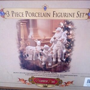 Vtg 1999 3 Piece Grandeur Noel Collector Edition Santa Reindeer Polar Bear